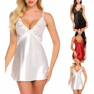 $11.58 • Buy Women Sexy Lace V-Neck Lingerie Nightdress Babydoll Slip Dress Nighty Nightwear