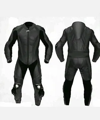 Black Cowhide Leather Suit For Motorbike And Motorcycle Ride • $320.41