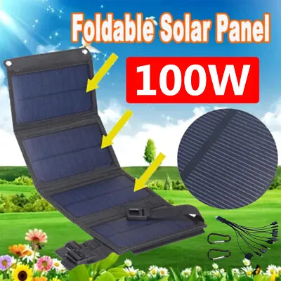 £33.98 • Buy Portable 12V 100W Car Van Boat Caravan Camper Solar Panel Battery Charger Kit UK