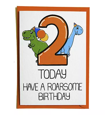 2 TWO TODAY Birthday Card HAVE A ROARSOME BIRTHDAY Dinosaurs 2 Year Old Baby • £3.50