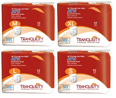 Tranquility ATN Disposable Adult Diapers Briefs With Tabs Maximum S/M/L/XL ✅ • $25.99