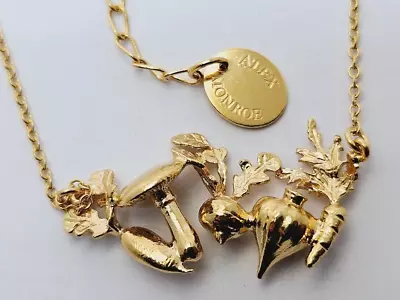 Alex Monroe VEGETABLE MEDLEY Necklace Yellow Gold Sterling Silver POTAGER New • $271.06