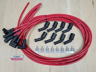 Red Universal 90* 8mm Spark Plug Wires GM LS LT Coil Kit LSX LS1 LS2 LS3 LQ9 • $79.99