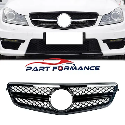 AMG Style Front Bumper Grille Gloss Black For 2007-2014 Benz W204 C300 C180 C350 • $58.64