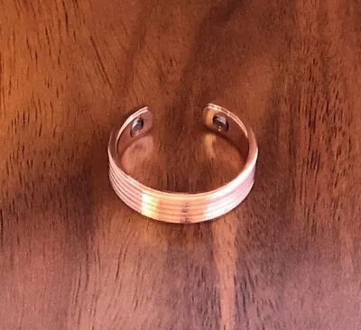 Solid Pure Copper Magnetic Ring Men Women Arthritis Adjustable Ring Lines Design • $9.95