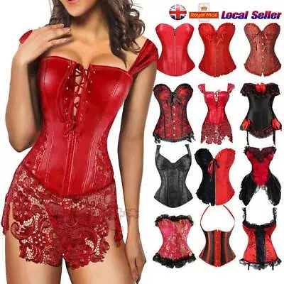 £26.79 • Buy UK Women's Corset Bustier Basque Lingerie Overbust Party Costume UK Size 6-24