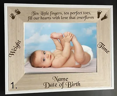 PERSONALISED ENGRAVED NEW BABY/ BABY SCAN WOODEN  6  X 4  PHOTO/PICTURE FRAME • £9.90