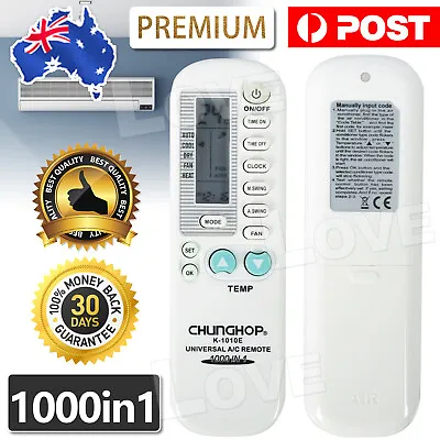 Universal Aircon Remote Replacement AC Air Conditioner Control 1 In 1000 Brands • $9.95