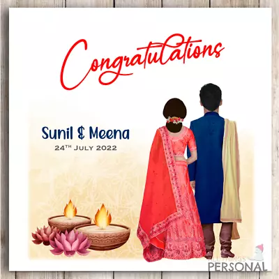 Indian Wedding Card Personalised Congratulations On Your Hindu Wedding Day • £2.99