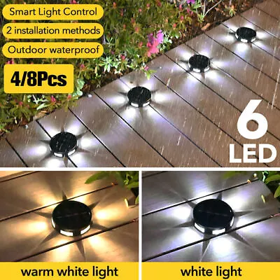 4/8/10PCS 6 LED Solar Ground Lights Floor Decking Outdoor Garden Lawn Path Lamp • $55.99