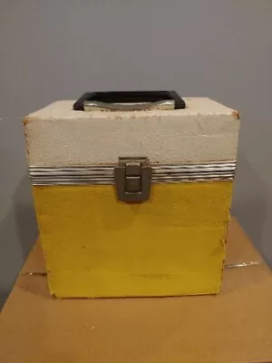 Vintage Yellow White Latch 45 Record Holder Storage Box • $21.99