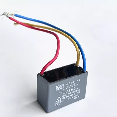 CBB61 Motor Fan Start Capacitor 3 Wire 0.75uf+1.25uf，450V   ± 5% 85 Degree • $5.98