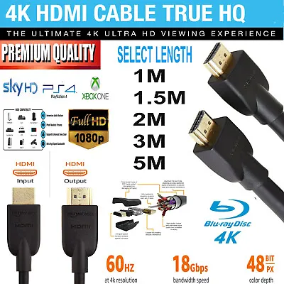 £0.99 • Buy Premium 4k Hdmi Cable V2.0 High Speed Gold Plated Extension Hd Lead 2160p 3d Uk