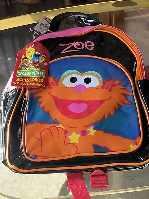 Vtg Jim Henson Sesame Street Zoe Vinyl Backpack Adjustable Straps • $35