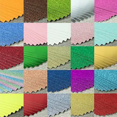 High Quality A4 Glitter / Mirror Cards Sheet Paper Art Craft - BEAUTIFUL COLOURS • £2.78