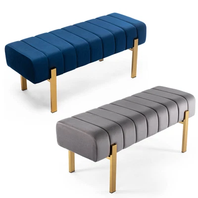 £79.99 • Buy Denby Modern Velvet Ottoman Footstool Bedroom Livingroom Bench