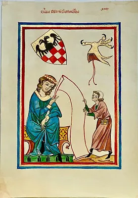 High Quality Old Look Miniature Leaf Painting Illuminated Manuscript Manesse • $99