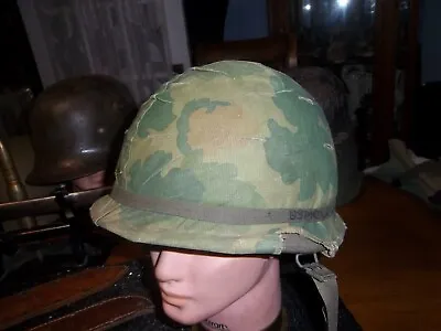 Vietnam War US M1 (WW2 Schlueter Helmet) With Original Mitchell Cover [Rare] • $299.99