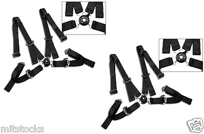 2 Black 4 Point Camlock Quick Release Racing Seat Belt Harness 2  Mustang Cobra • $98.99