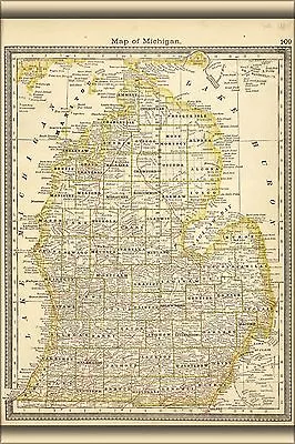 Poster Many Sizes; Map Of Michigan Lower Peninsula 1881 • $28.42