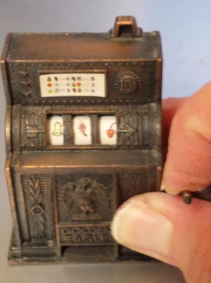 $12.50 • Buy Slot Machine Miniature Replica Metal One Arm Bandit Plus Big Ole Good Luck Coin 