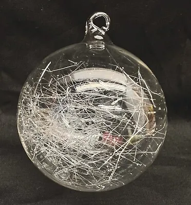 Hand-Blown Glass Spun Glass Round Ball Christmas Ornament Hanging Vintage • $19.99