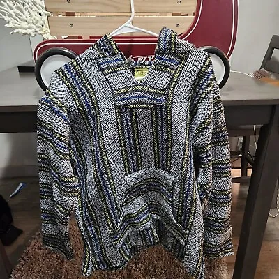 Franks Textiles Baja Hoodie Mexican Poncho Hippie Surfer XL Great Condition  • $23