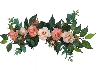 Multicolored Orange Rose 27  Swag Silk Flower Display-ready Wall Decor EST009 • $24.95