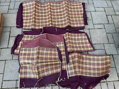 Maroon Plaid 2-Door Split Front And Rear Seat Cover Set -  Vintage • $150