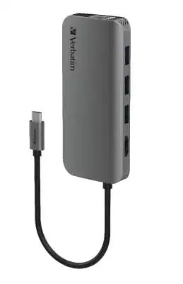 Verbatim USB-C Hub With HDMI RJ45 SD MicroSD 3x USB A USB-C PD 100W - Space • $104