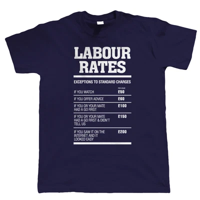 £15.99 • Buy Labour Rates Mens Funny T Shirt - Gift For Mechanic Plumber Electrician Builder