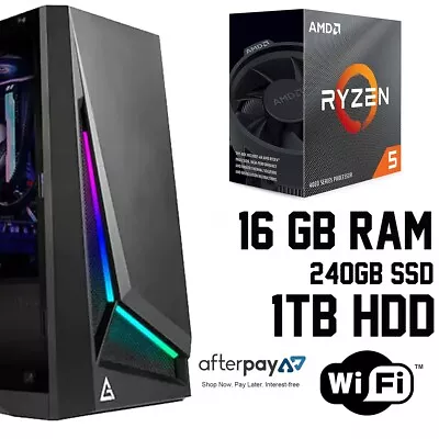  AMD Ryzen 5 4600G 16GB RAM 1TB HDD Desktop PC Computer Tower-Gaming Home • $850