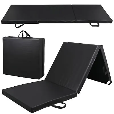 6' Exercise Tri-Fold EPE Foam Gym Mat Yoga Martial Arts Home Gym PU Leather • $37.58