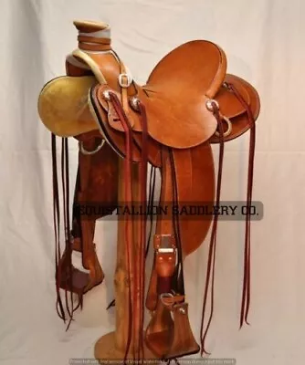 Horse Saddle Wade Tree A Fork Western Premium Leather Roping Ranch Work  • $499