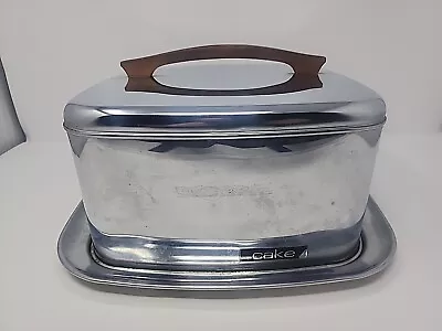 Vintage 1950s Lincoln Beautyware Chrome Cake Carrier Saver Locking Lid Square • $19.95