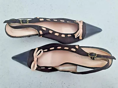 £4 • Buy 1960s Style BROWN SUEDE SLINGBACK HEELS SHOES BOW