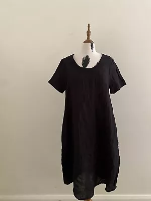 J Generation Linen Blend Black Short Sleeve Giselle Dress Size 10 BNWT • $55.30