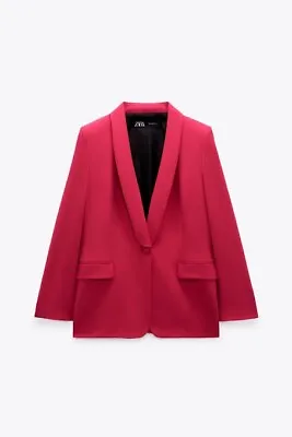$48.04 • Buy Zara Pink Fuchsia Women’s Blazer Tuxedo Collar  - EXTRA LARGE - New NWT JACKET