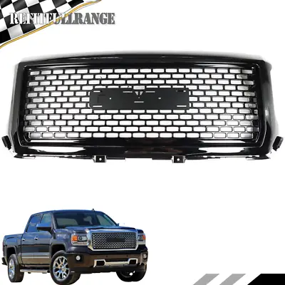 $84.99 • Buy Fit For 2014 2015 GMC Sierra 1500 Front Hood Grille ABS Glossy Black Mesh Grill