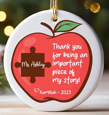 Personalized Teacher Gift Ornament Classroom Decor Personalized Christmas Wood • $49.95