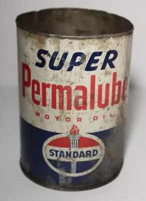 1950s Old VINTAGE Standard Oil Can Super Permalube Standard Oil Motor Oil Can • $27.99