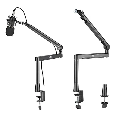 Microphone Stand Arm Desk Holder Aluminum Height Adjustable Mic Audio Recording • £38.26