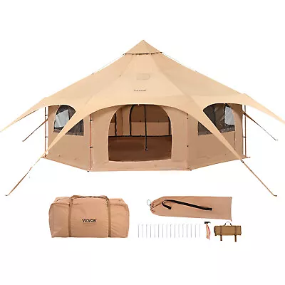 VEVOR Canvas Tent 4 Seasons 5 M/16.4 Ft Bell Tent For Camping With Stove Jack • £394.79