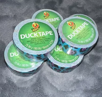 Duck Brand Mini Duct Tape Rolls: 3/4 In. X 15 Ft. Turquoise Cheetah (lot Of 6) • $32