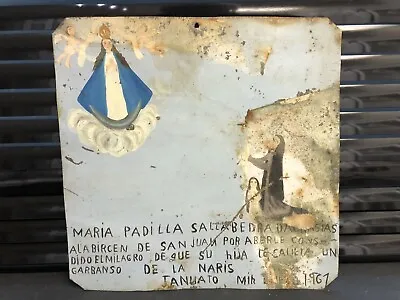 Mexican Ex-voto Tin Retablo 1967 Maria Padilla Sallabedra Story. FREE SHIPPING • $59