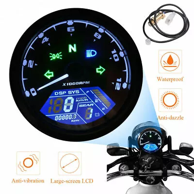 Digital For Motorcycle Speedometer Tachometer  Cafe Racer Moto Odometer 12000RPM • $35.88