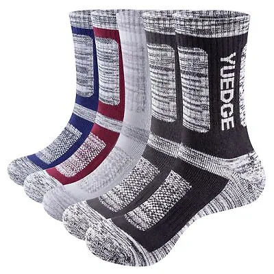 Athletic Men Crew Socks Mid Calf Combed Cotton Walking Hiking Sport Sock 5 Pairs • $56.94