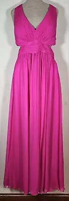 AIDAN MATTOX Womens Size 8 Dress Pink Lined Gauze Crepe Sleeveless Full-Length • $21.81