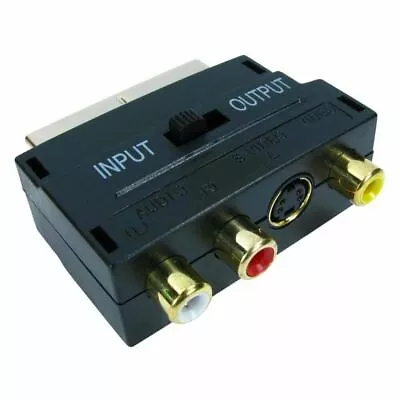 £4.22 • Buy SCART To 3 RCA Composite Phono GOLD SVHS S-Video Adaptor In Out Switch Converter