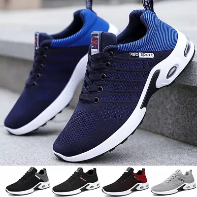 Mens Shock Absorbing Running Trainers Casual Gym Lace Walking Sports Shoes Size • £21.59